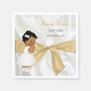 African American Baby Girl Baptism Christening Napkin