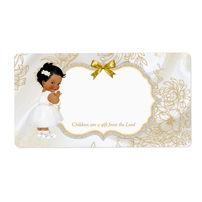 African American Baby Girl Baptism Gold White (Front)