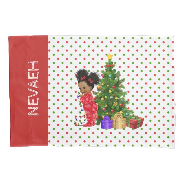 African American Baby Girl Christmas Pillowcase (Front)