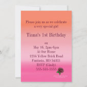 African American Baby Girl First Birthday Party Invitation (Back)