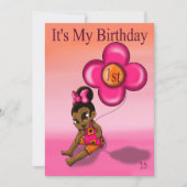 African American Baby Girl First Birthday Party Invitation (Front)