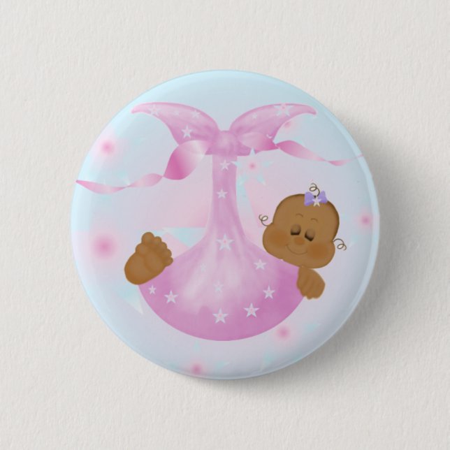African American Baby Girl in Blanket 6 Cm Round Badge (Front)