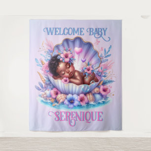 African American Baby Girl in Seashell Pastel Tapestry