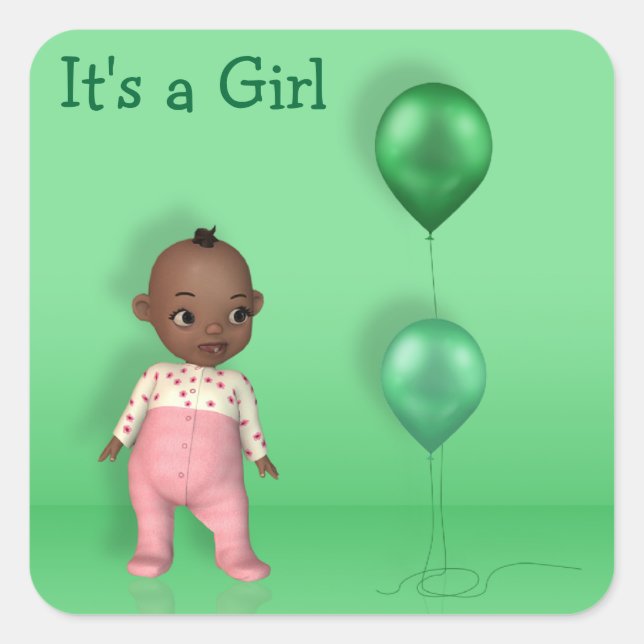 African American Baby Girl - It's a Girl Sticker (Front)