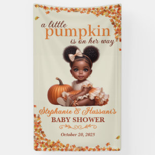 African American Baby Girl Pumpkin Baby Shower Banner
