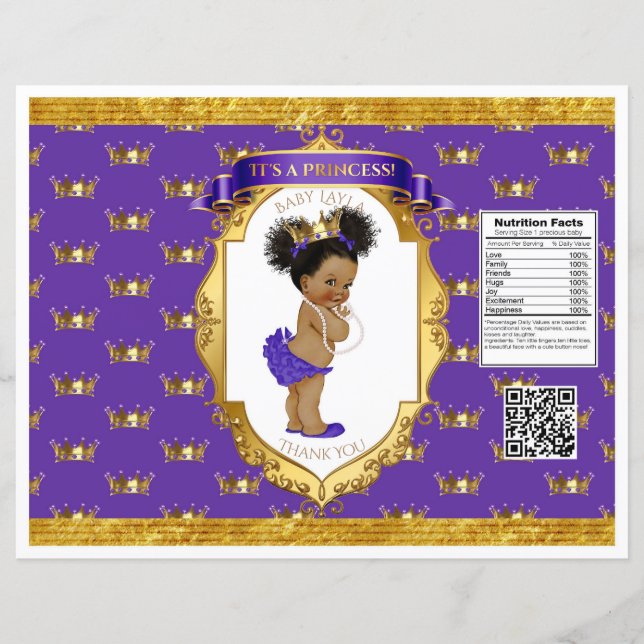 African American Baby Girl Purple Gold Chip Bag (Front)