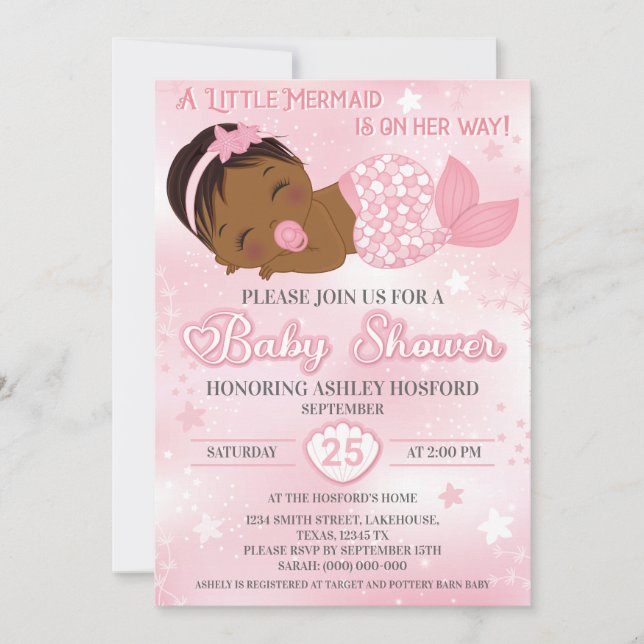 African American Baby Girl Shower Invitation (Front)