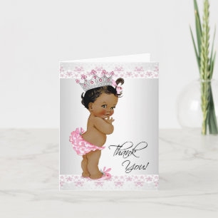 African American Baby Girl Shower Thank You Card