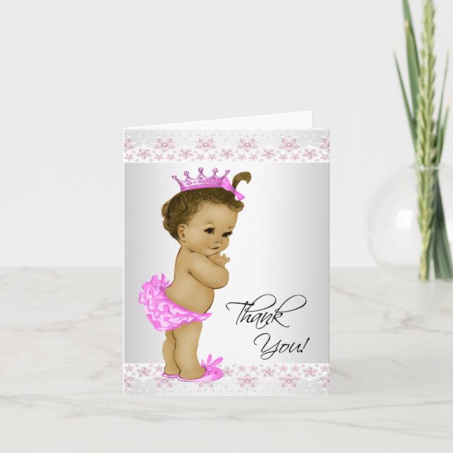 African American Baby Girl Shower Thank You Cards (Front)
