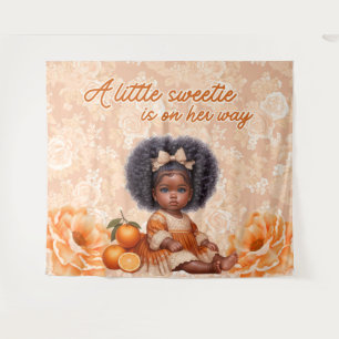 African American Baby Girl   Sweet Orange Vintage  Tapestry
