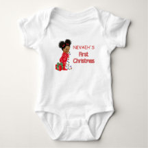 African American Baby Girl's First ChristmaT-Shirt