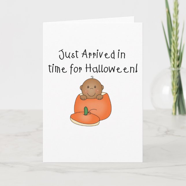 African American Baby Halloween Just Arrived Card (Front)