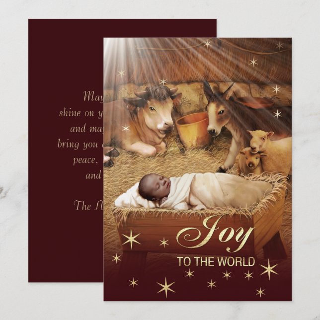 African American Baby Jesus Christmas Flat Cards (Front/Back)