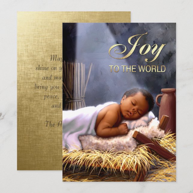African American Baby Jesus Flat Christmas Cards (Front/Back)