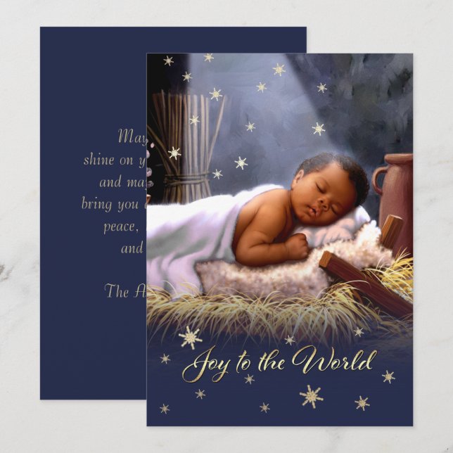 African American Baby Jesus Flat Christmas Cards (Front/Back)