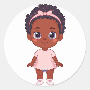 African american baby little girl classic round sticker