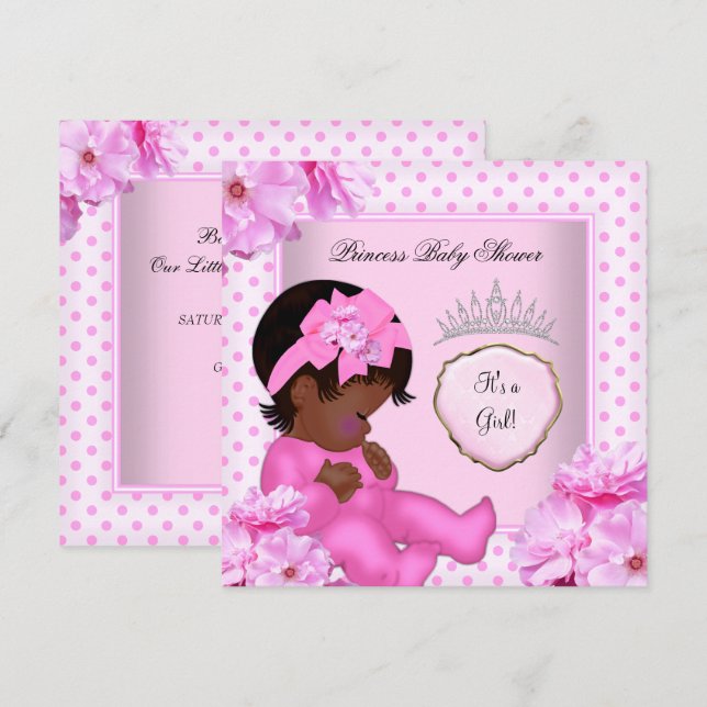 African American Baby Shower Girl Sweet Baby Invitation (Front/Back)