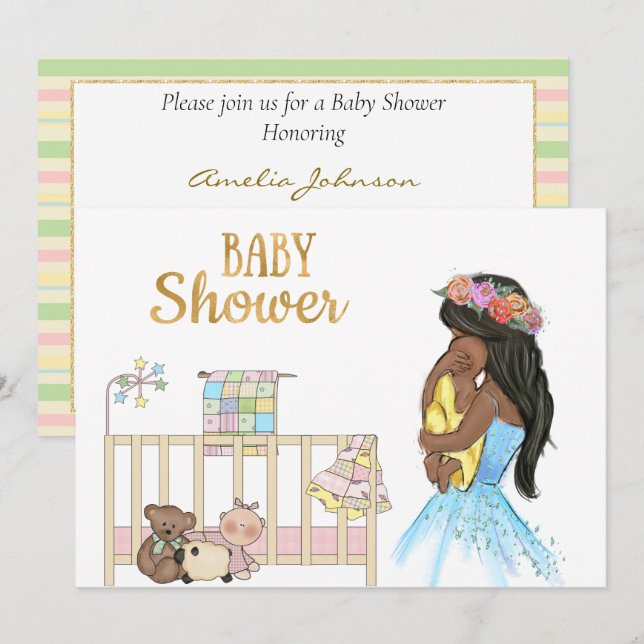 African American Baby Shower Invitation (Front/Back)