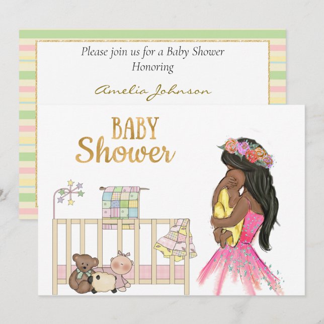 African American Baby Shower Invitation (Front/Back)