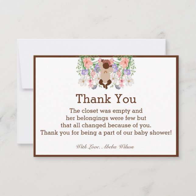 African American Baby shower Party Thank You Card (Front)
