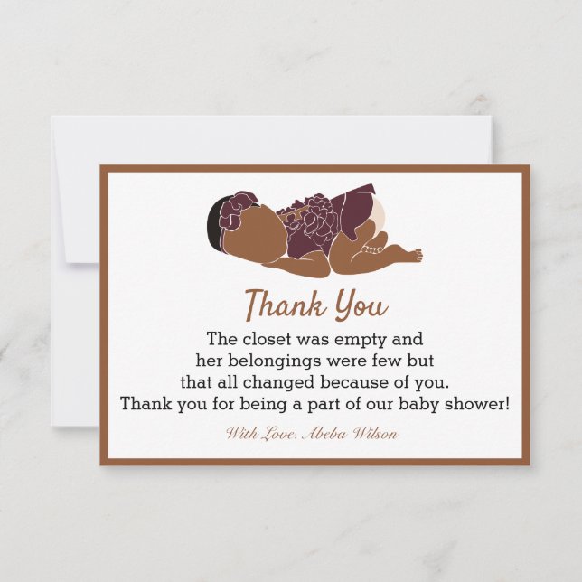 African American Baby shower Party Thank You Card (Front)