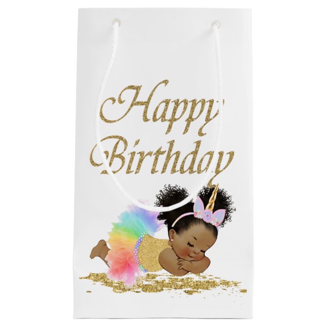 African American Baby Unicorn Gift Bag (Front)
