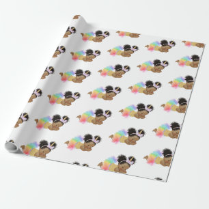 African American Baby Unicorn Wrapping Paper