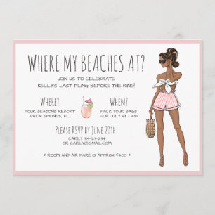 African American Bachelorette Beach Party Weekend Invitation