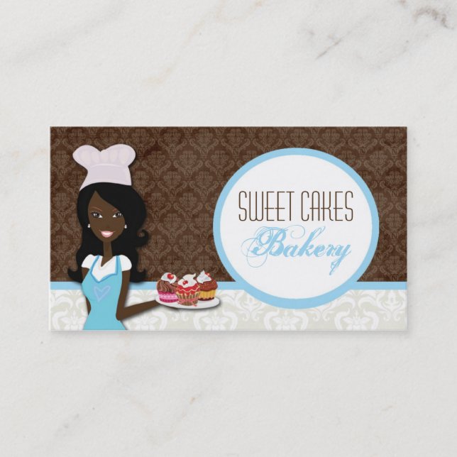 African American Baker Cup Cakes Business Card (Front)