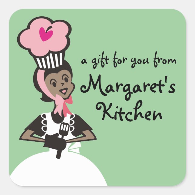 African American baker cupcake hat gift tag label (Front)