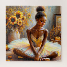 African American Ballerina Autumn Sunflowers