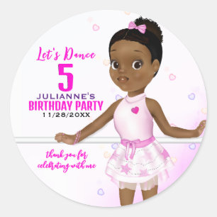African American Ballerina Birthday Classic Round Sticker