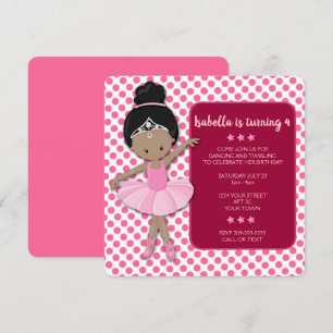 African American Ballerina Birthday Invitation