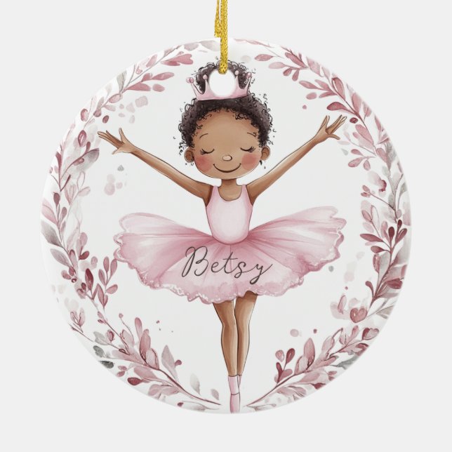 African American Ballerina Ceramic Tree Decoration (Back)