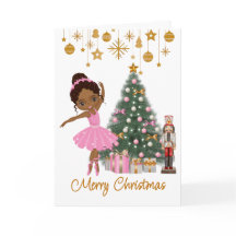 African American Ballerina Christmas Greeting Card
