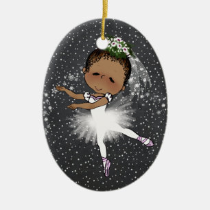 African American Ballerina Christmas Ornament