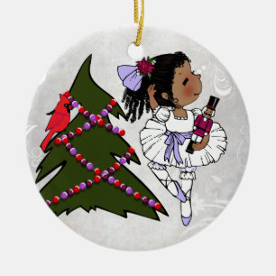 African American Ballerina Christmas Ornament