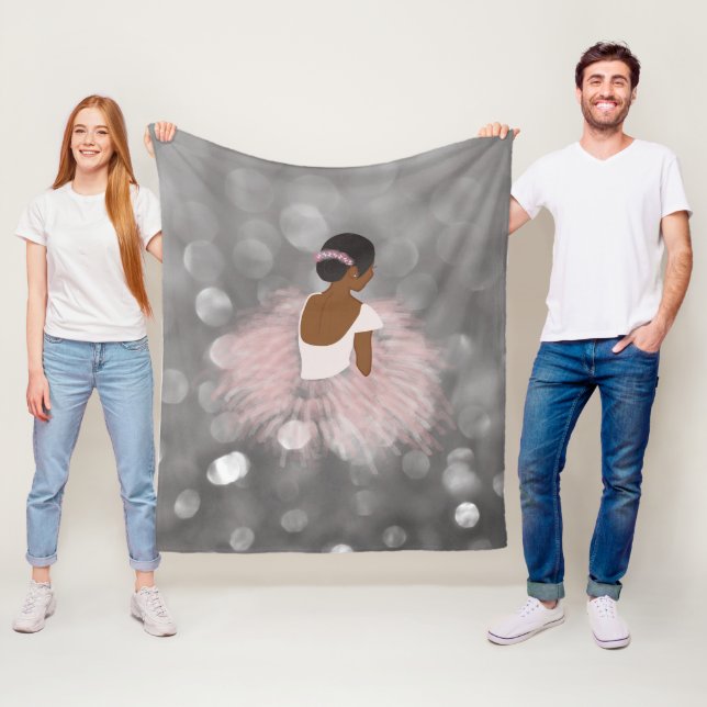 African American Ballerina Dancer Fleece Blanket (In Situ)