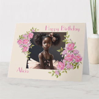 African American ballerina , girl who loves ballet Card