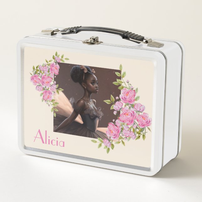African American ballerina , girl who loves ballet Metal Lunch Box (Front)