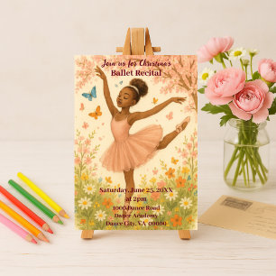 African American Ballerina in Bloom Dance Recital Invitation