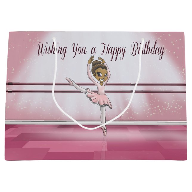 African American Ballerina Large Gift Bag (Front)