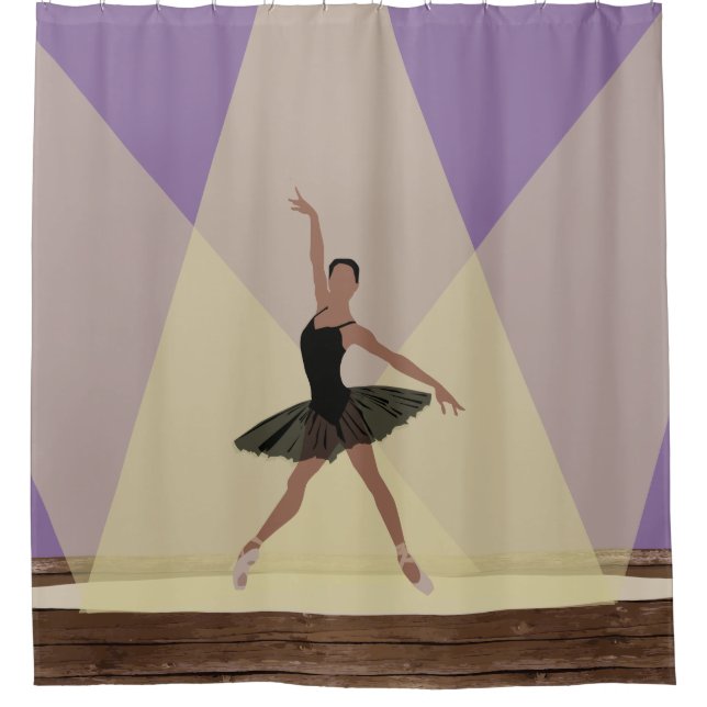 African American Ballerina on Stage Shower Curtain (Front)