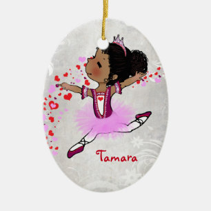 African American Ballerina Personalised Christmas Ceramic Tree Decoration