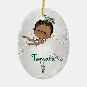 African  American Ballerina Personalised Christmas Ceramic Tree Decoration