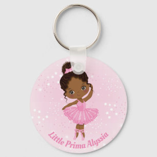 African American Ballerina Personalised Keychain