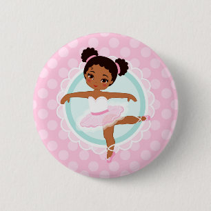 African American Ballerina - Pink Ballet Dancer 6 Cm Round Badge