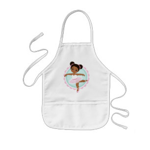 African American Ballerina - Pink Ballet Dancer Gi Kids Apron