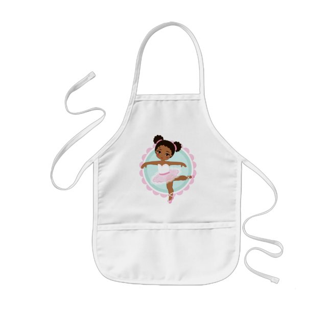 African American Ballerina - Pink Ballet Dancer Kids Apron (Front)