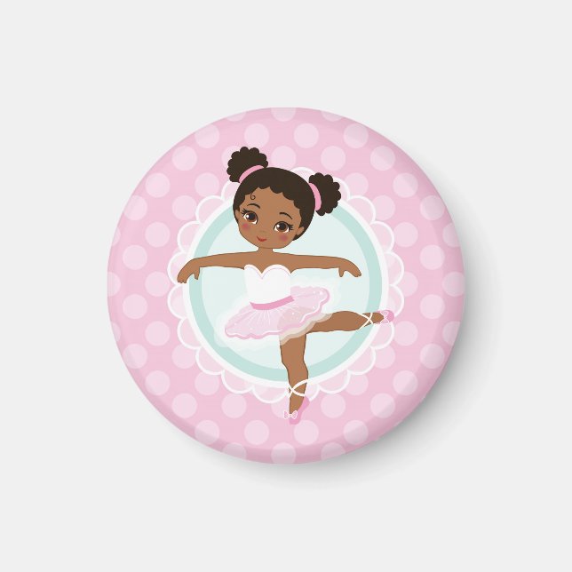 African American Ballerina - Pink Ballet Dancer Magnet (Front)